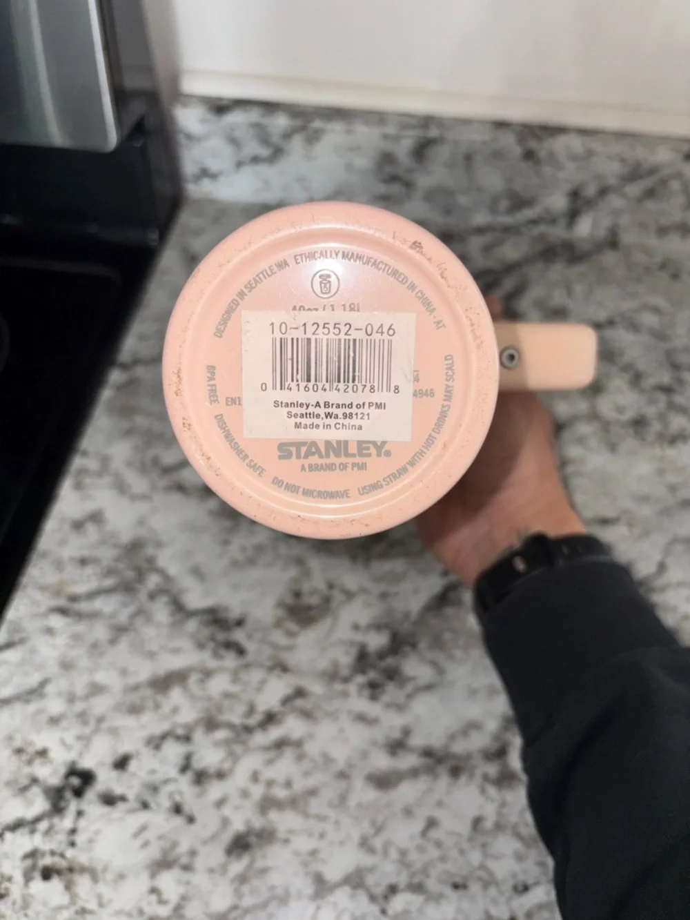 Stanley Peach Pink Insulated Travel Mug with Handle - Picture 6 of 6